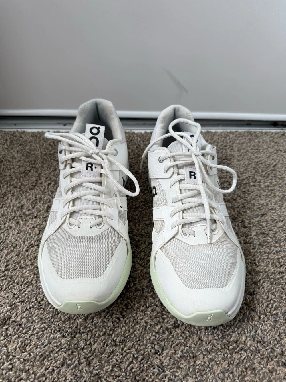On Running Men's White Sneakers with Pale Green Accents